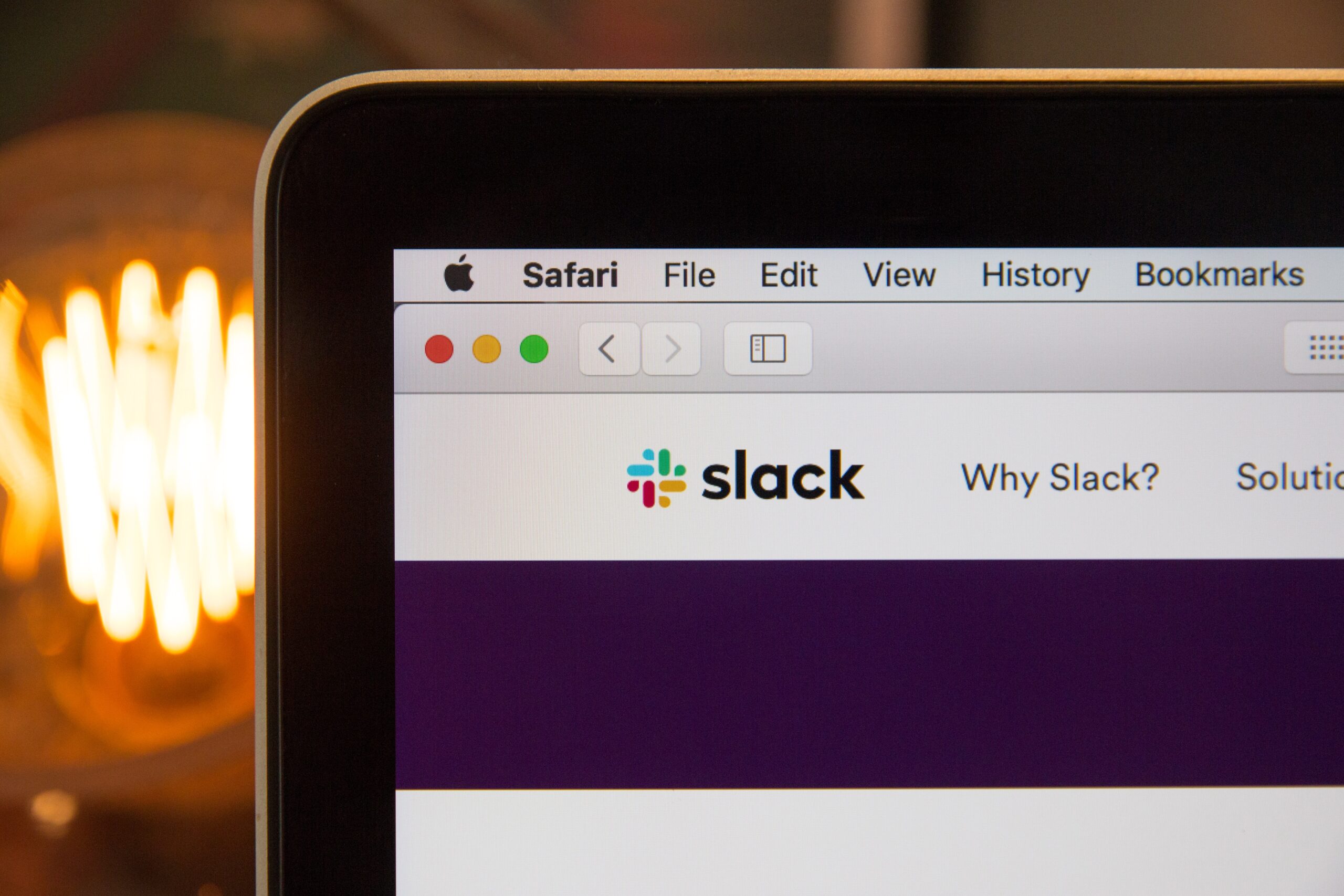 Slack homepage on a computer